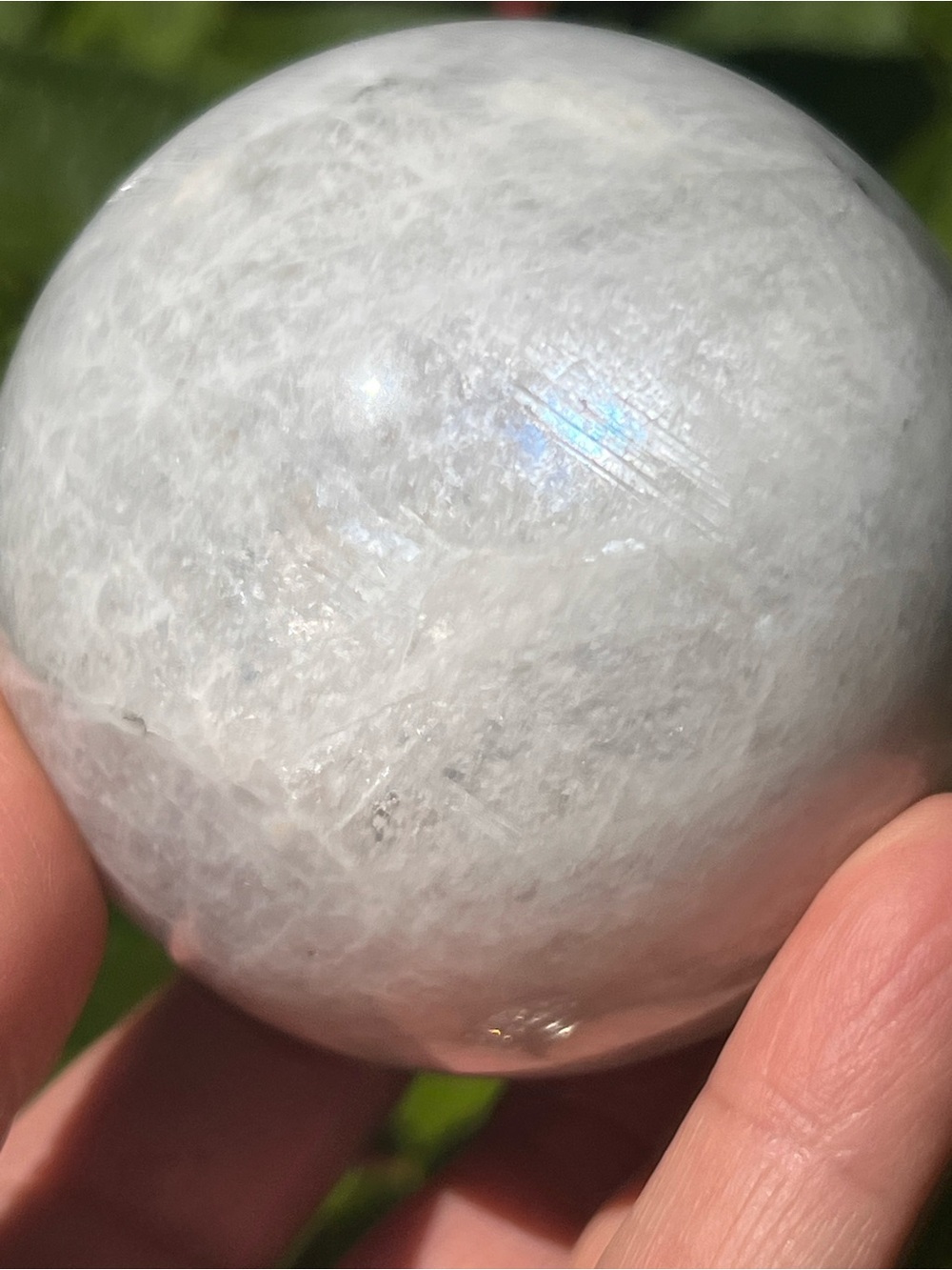 White (1) Moonstone Sphere with Blue Flash